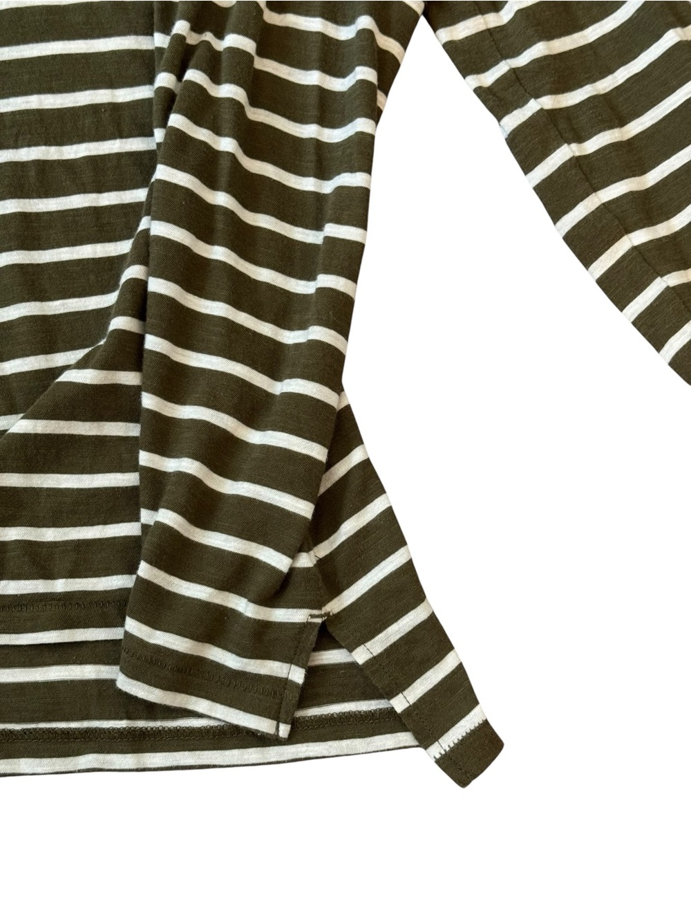 Madewell Olive Green & White Striped Turtleneck Long Sleeve Tee - Picture 5 of 7